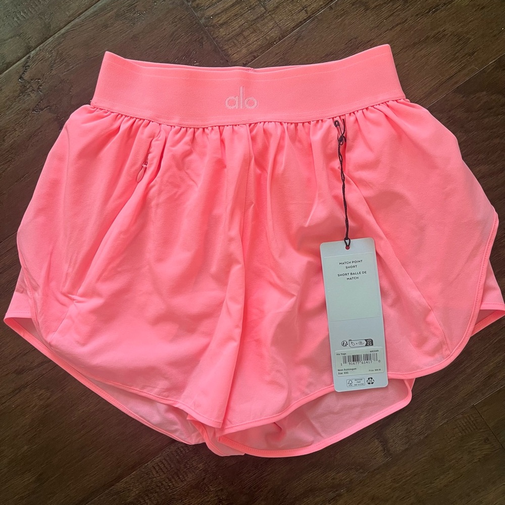 ALO Yoga XXS Bubblegum Neon Pink Match Point Tennis Skirt